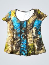Cato Women's Short Sleeve Abstract Print Top