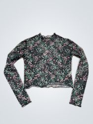 Pull&Bear Sheer Floral Long Sleeve Blouse
