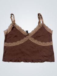 H&M Ribbed Lace Trim Tank Top