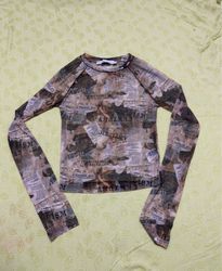 Bershka Printed Long Sleeve Blouse