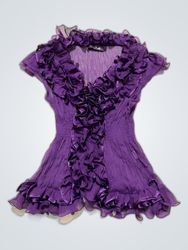 Gina Fashion Purple Ruffle Blouse