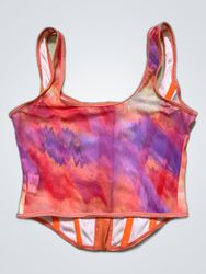Multicolored Cropped Bustier Top