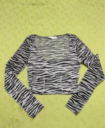 Suga Sheer Zebra Print Long Sleeve Blouse