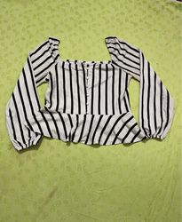 H&M Off-Shoulder Striped Blouse