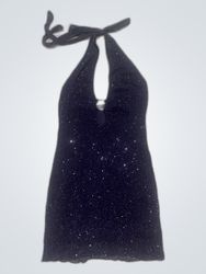 Black Sequined Halter Top