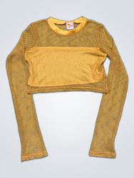 Sheer Mesh Long Sleeve Crop Top