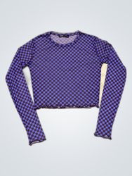 Pull & Bear Blue Checkered Long Sleeve Top