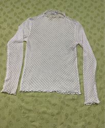Stradivarius White Polka Dot Sheer Blouse