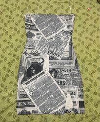 Lavalot Strapless Newspaper Print Mini Dress