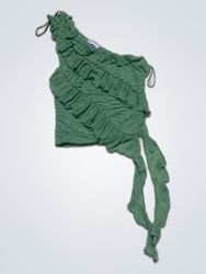 Zara Green Ruffle One-Shoulder Blouse