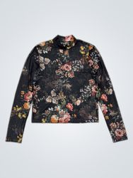 Bershka Printed Sheer Long Sleeve Blouse