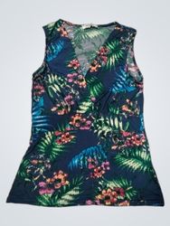 Top sans manches à col en V imprimé floral Morgan