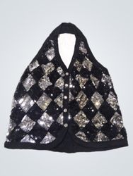 Black Sequin Halter Top