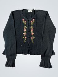 Black embroidered cardigan