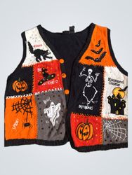 Holiday Editions Halloween Patchwork Sweater Vest