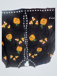 Black Halloween Pumpkin and Candy Corn Cardigan