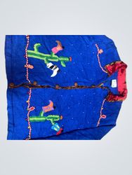 The Quacker Factory Blue Cactus & Boots Sweater