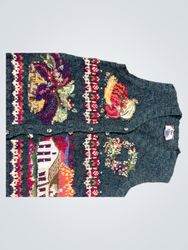 Tiara International Embroidered Button-Front Vest