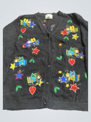 The Quacker Factory Black Cardigan with Christmas ..