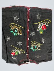 B.P. Design Black Christmas Sleigh Applique Sweate..