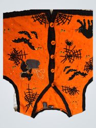 Orange Halloween Bat Spiderweb Sweater