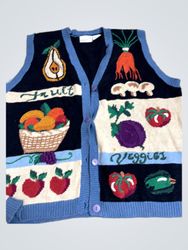 Fruit and Veggies Button-Up Sweater Vest