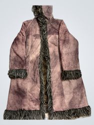 Brown faux fur trim coat