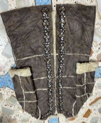 Jean Paul Brown Suede-like Coat with Faux Fur Trim..