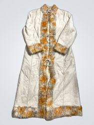 Mimi Teen Cream & Orange Fur Trimmed Coat