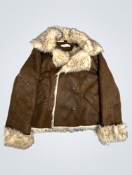 Aniston Brown Faux Fur Trimmed Jacket