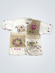 HandKnit lecomte cream sweater with floral embroid..