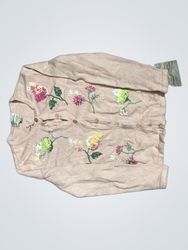 Pink Embroidered Floral Cardigan