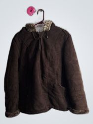 Brown Winter Jacket with Fur Trim