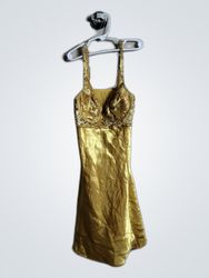 Gold Satin Slip Mini Dress