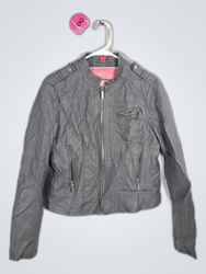 Gray Faux Leather Jacket