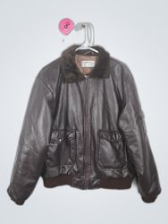 Leather Bomber Jacket with Fur Collar