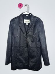 Modern Essentials Black Faux Leather Blazer Jacket
