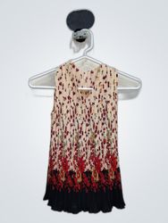 Printed Pleated Sleeveless Blouse