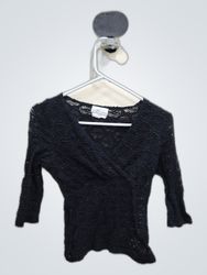 BCBG Black Lace Sheer Blouse