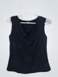Lori M Collection Black Sequined Sleeveless Blouse