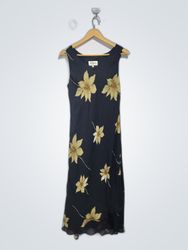 Studio I Black Floral Midi Dress