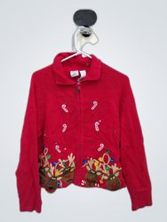 Gymboree Red Christmas Reindeer Zip-Up Cardigan