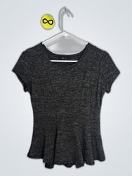 BCX Gray Peplum Blouse