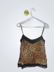 Leopard Print Lace Trim Camisole Top