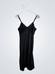Black Lace Trim Slip Dress