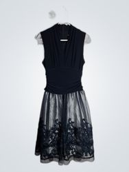 SLNY NY Black Lace Overlay Mini Dress