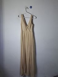 Beige Sleeveless Wrap Maxi Dress