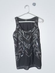 Express Black Sequined Sleeveless Top