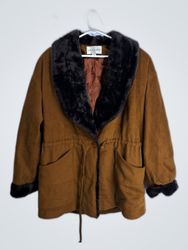 Casual Corner Brown Fur Trim Coat