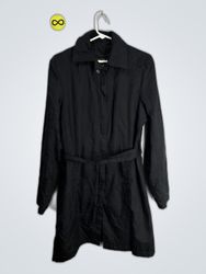 Eddie Bauer Black Nylon Trench Coat